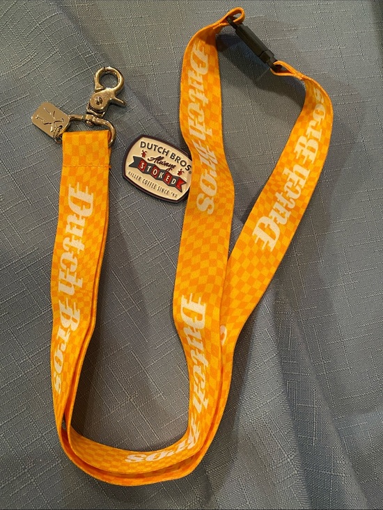 Dutch Bros Accessories - Dutch Bros Yellow Lanyard with Dutch Bros Enamel Pin